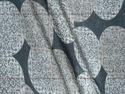 Dark Green Printed Raw Silk Fabric - Siyani Clothing India