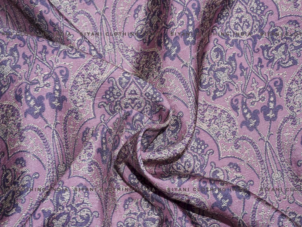Siyani Pastel Floral Printed Raw Silk Fabric