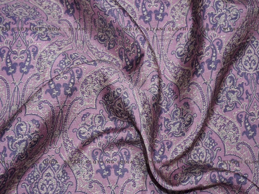 Pastel Floral Printed Raw Silk Fabric - Siyani Clothing India
