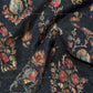Black Floral Printed Raw Silk Fabric - Siyani Clothing India