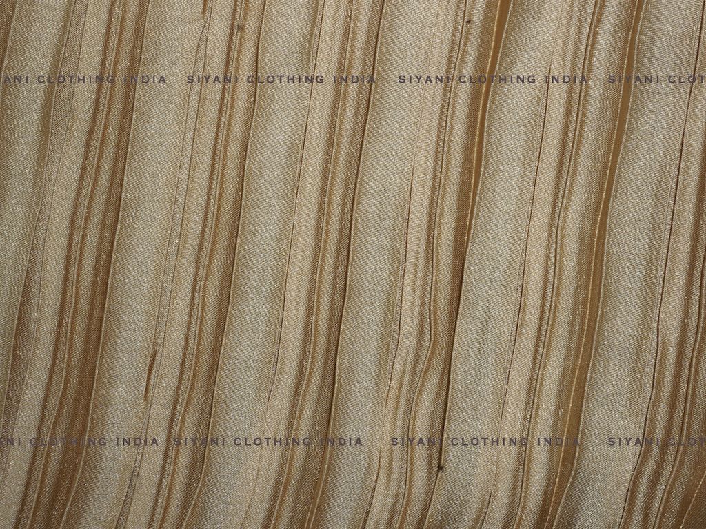 Golden Pleated Satin Georgette Fabric - Siyani Clothing India