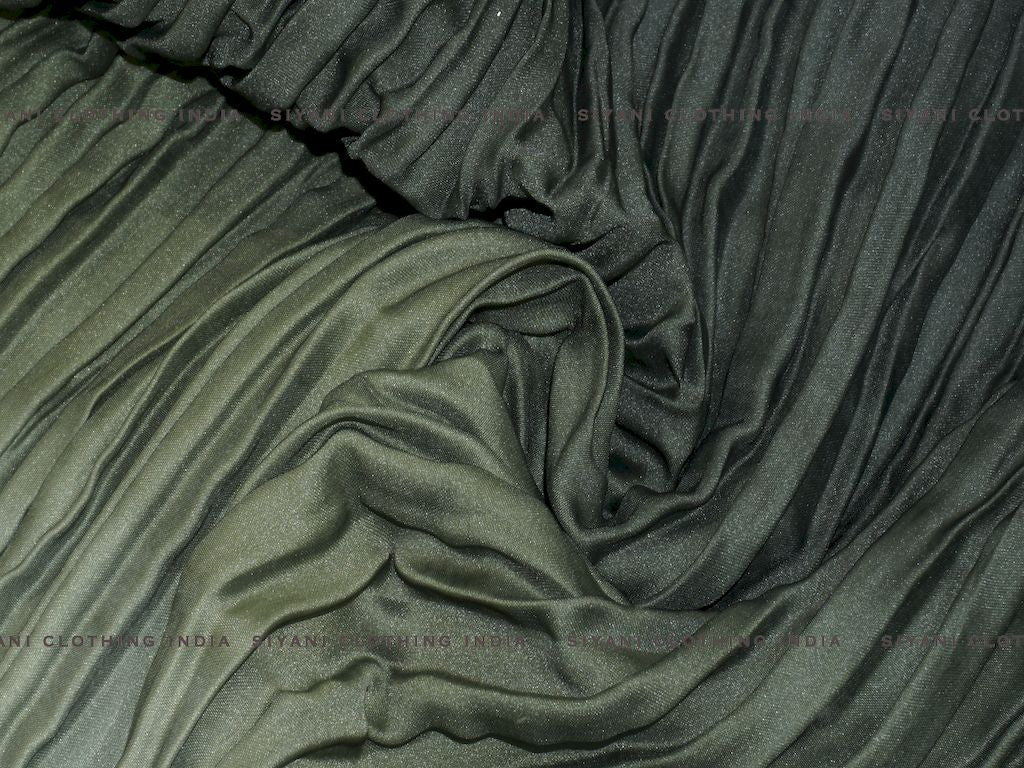 Siyani Green Multi Tone Pleated Satin Georgette Fabric