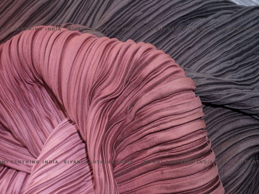 Pink Multi Tone Pleated Satin Georgette Fabric - Siyani Clothing India