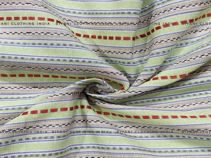 Siyani Tangaliya Green Stripes Pattern Handwoven Fabric