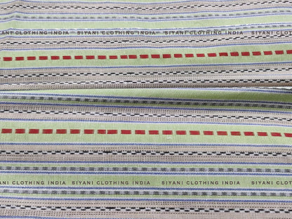 Tangaliya Green Stripes Pattern Handwoven Fabric - Siyani Clothing India