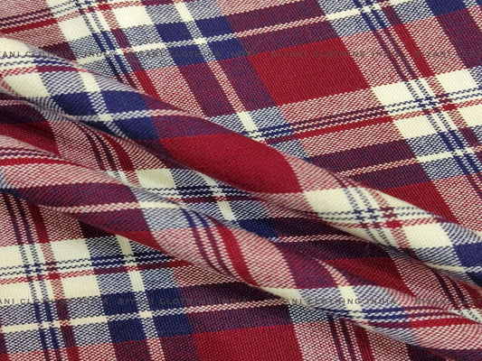 Red Checks Cotton Spun Fabric - Siyani Clothing India