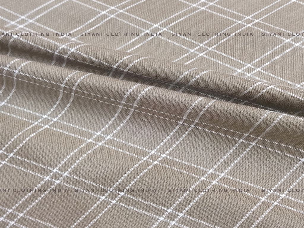 Brown Checks Cotton Spun Fabric - Siyani Clothing India