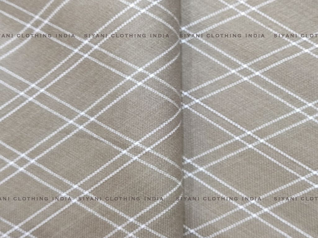 Brown Checks Cotton Spun Fabric - Siyani Clothing India