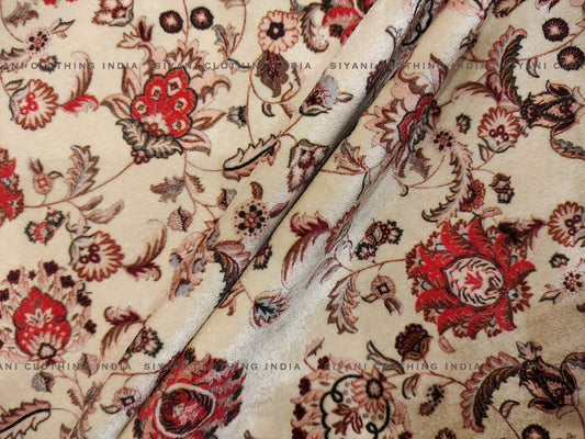 Golden Floral Embroidered Velvet Fabric - Siyani Clothing India