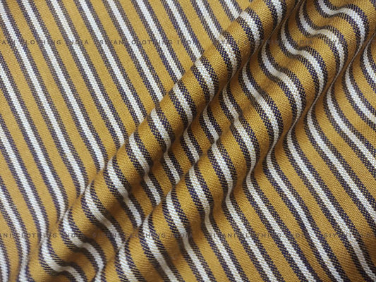 Mustard Stripes Pattern Cotton Spun Fabric - Siyani Clothing India