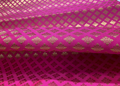 Flower Brocade fabric Pink Siyani Clothing India