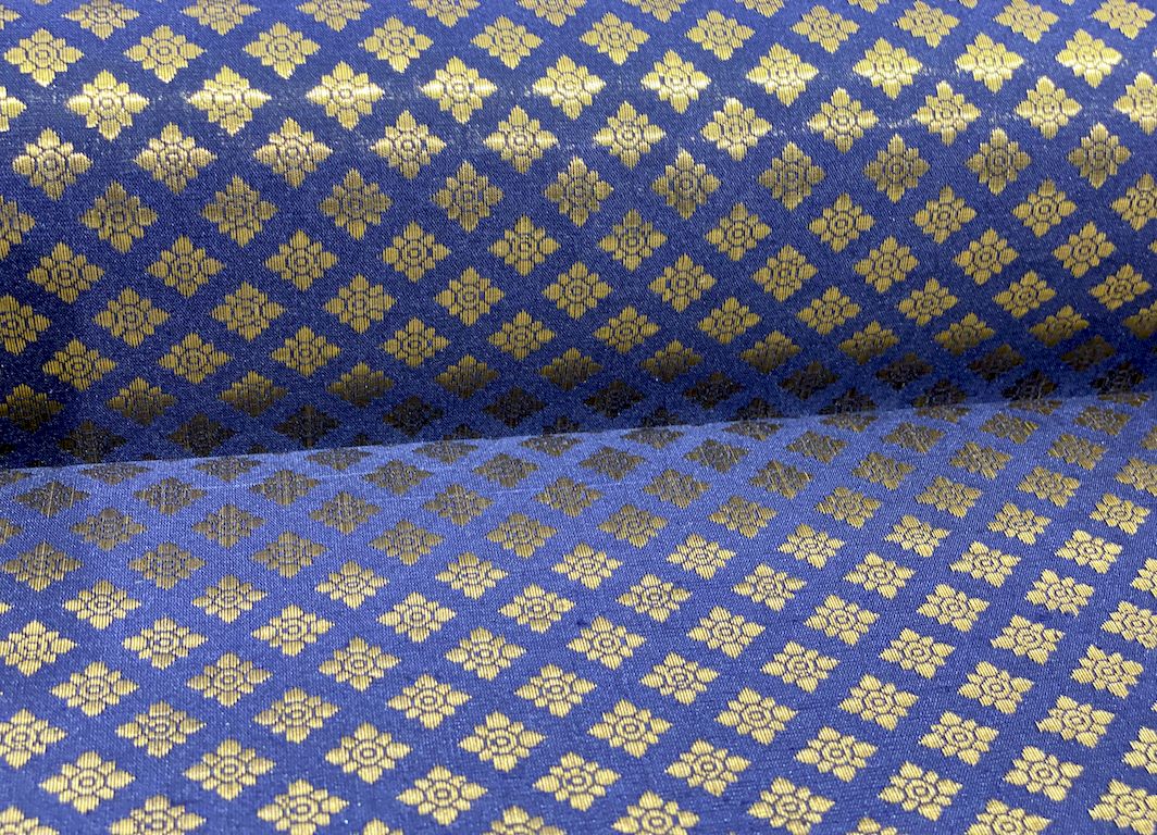 Flower Brocade fabric blue Siyani Clothing India