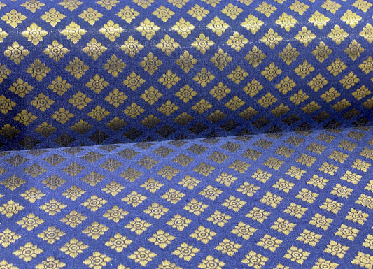 Flower Brocade fabric blue Siyani Clothing India