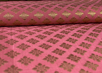 Flower Brocade fabric Pastel Pink Siyani Clothing India