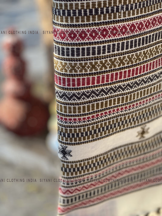 Cream Pure Wool Embroidered Handmade Shawl - Siyani Clothing India