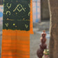 Green & yellow Tie And Dye Pure Wool Embroidered Handmade Shawl - Siyani Clothing India