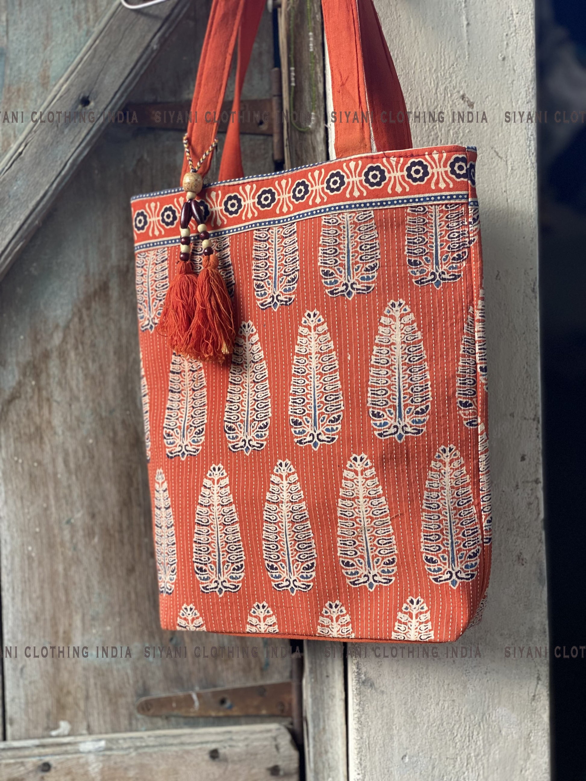 Siyani Orange Floral And Leaf Embroidered Handmade Sling Bag