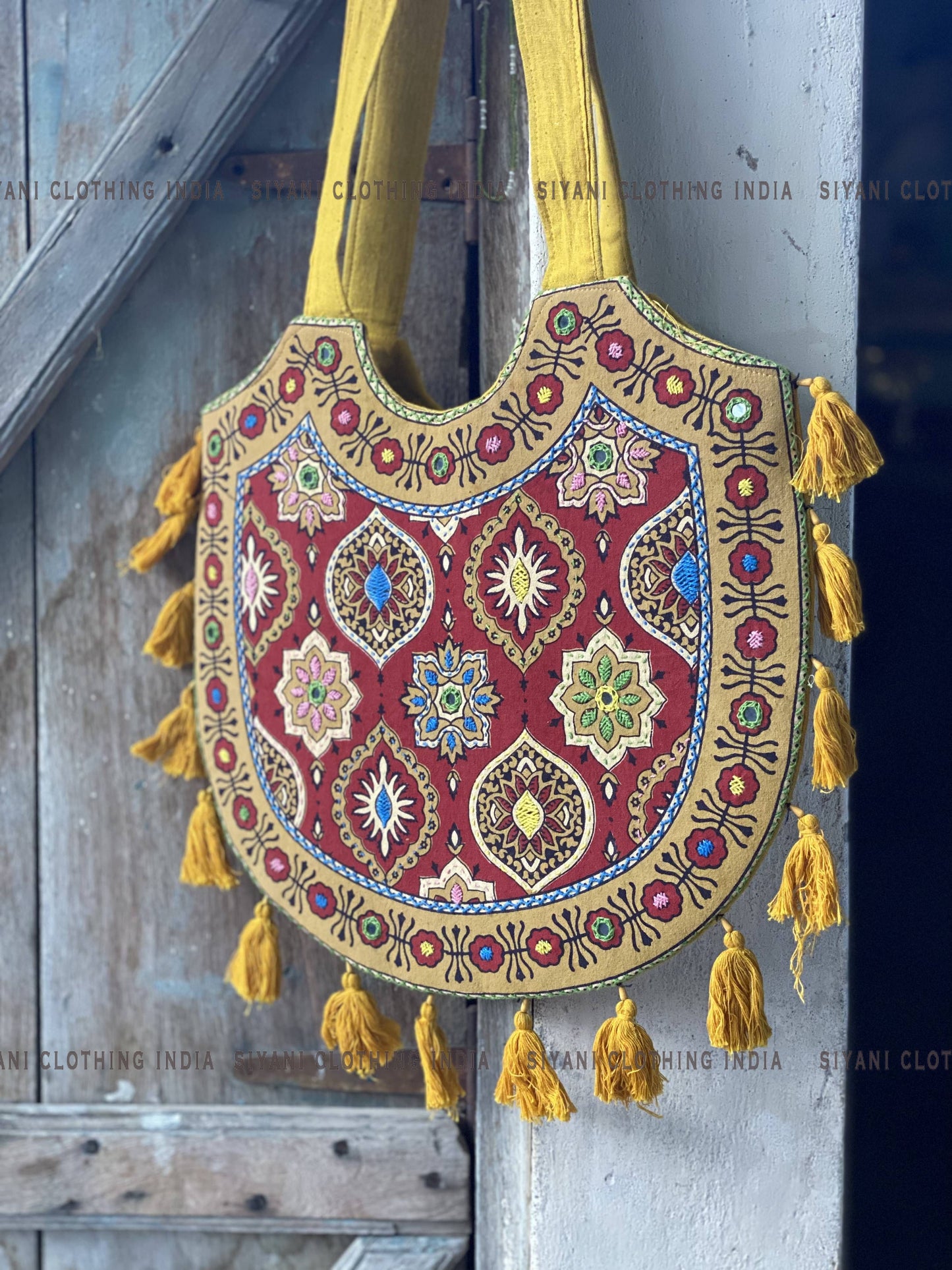 Siyani Yellow Batik Design Handmade Tote Bag