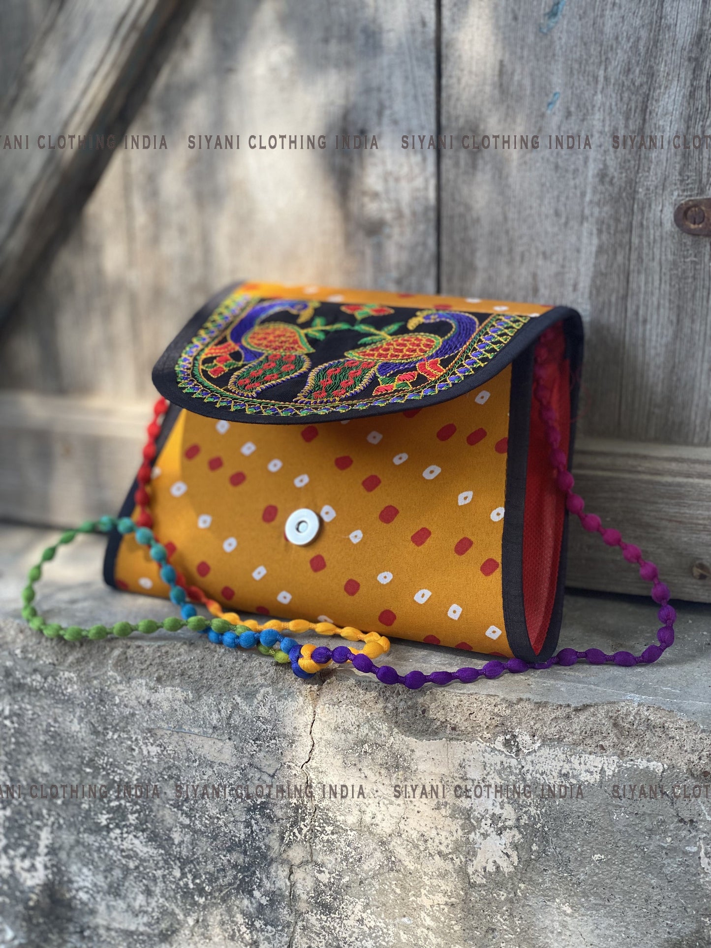 Yellow Thread Embroidered Handmade Tote Bag - Siyani Clothing India