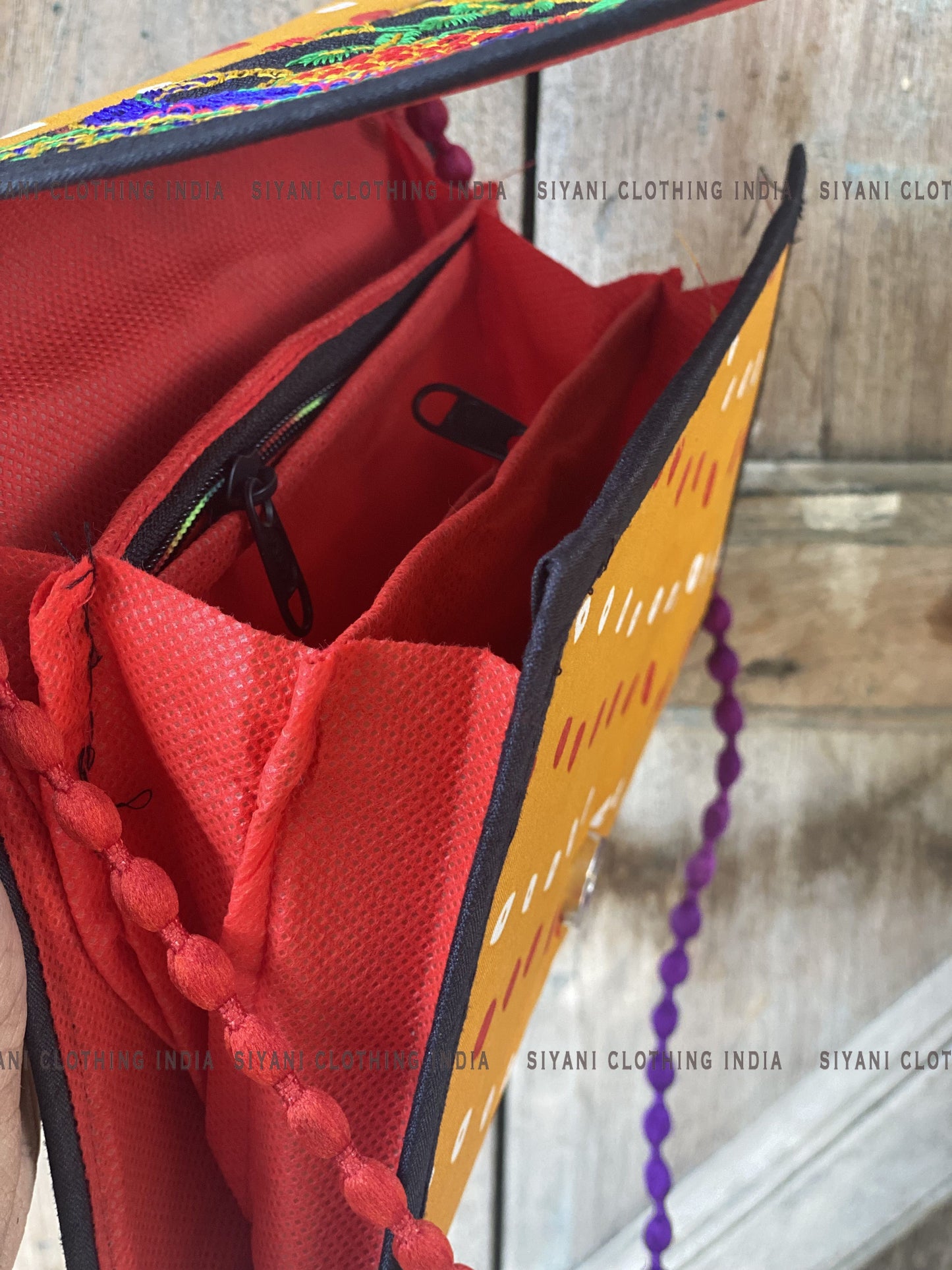 Yellow Thread Embroidered Handmade Tote Bag - Siyani Clothing India