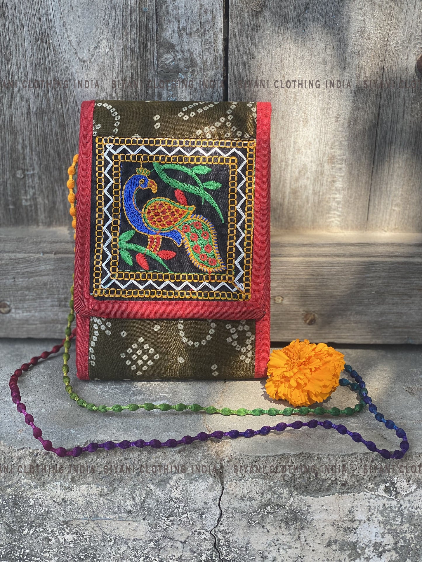 Siyani Brown Thread Embroidered Handmade Tote Bag