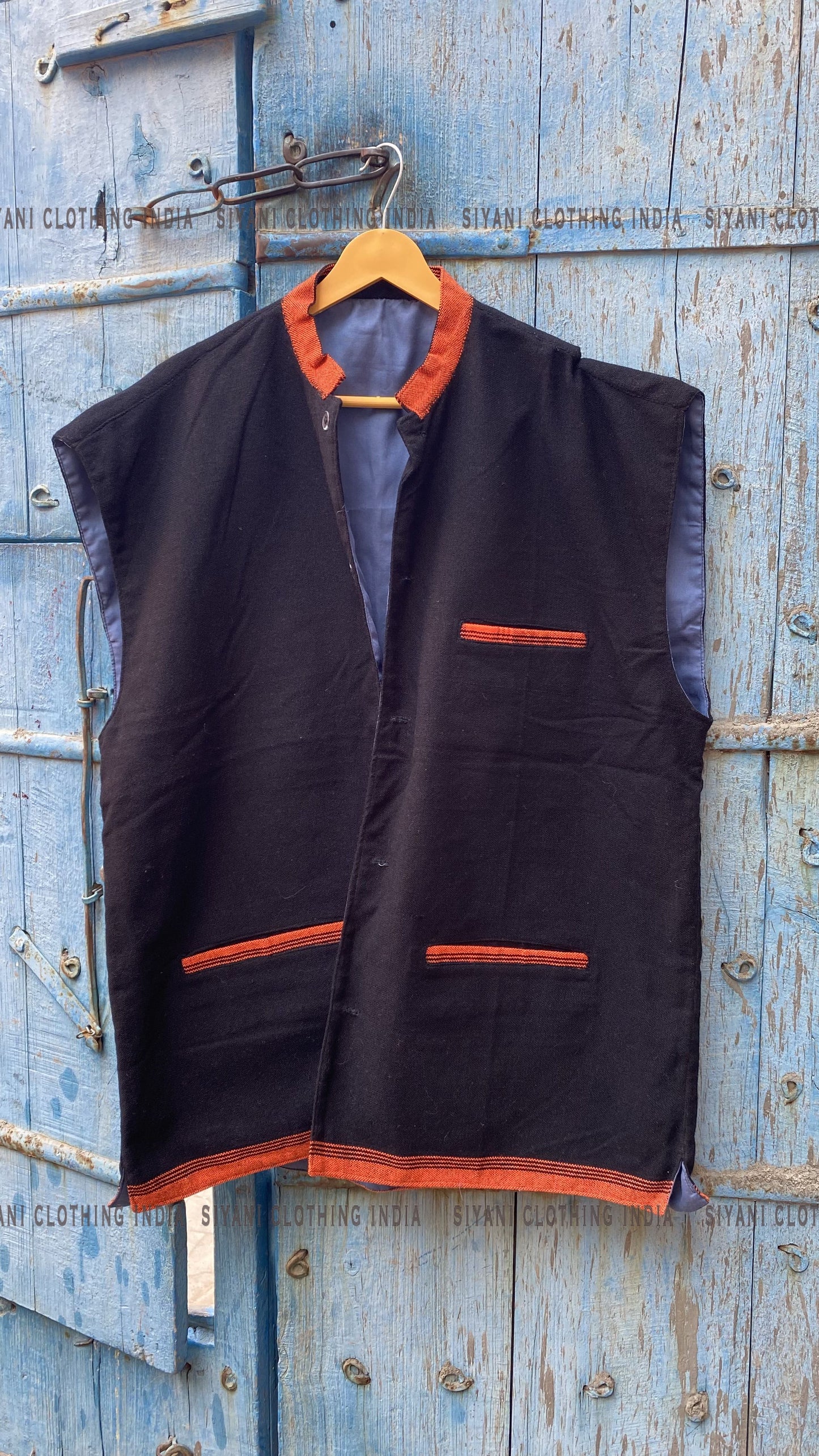Siyani Purple Solid Sustainable Handloom Cotton Handmade Nehru Jacket