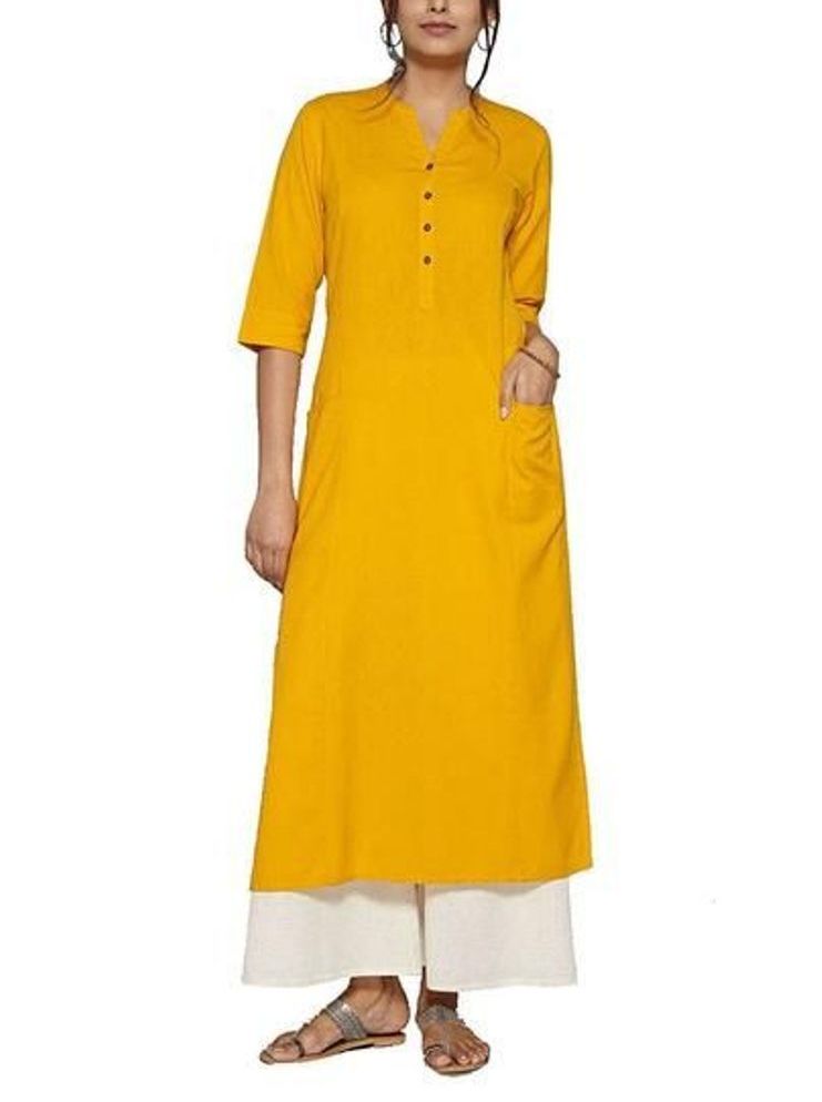 Yellow Cotton Kurta Set With Palazzo Siyani Clothing India