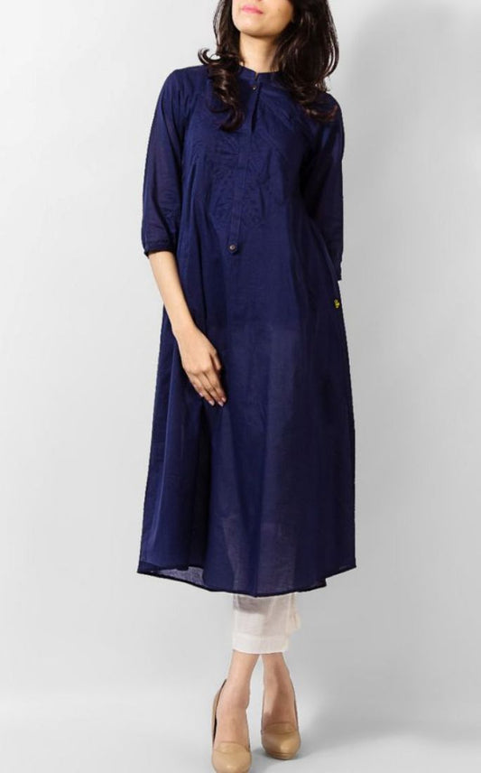 Blue Cotton Kurta With Pants Siyani Clothing India