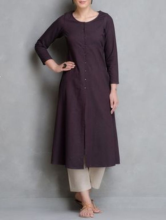 Wine Cotton Kurta With Pants Siyani Clothing India