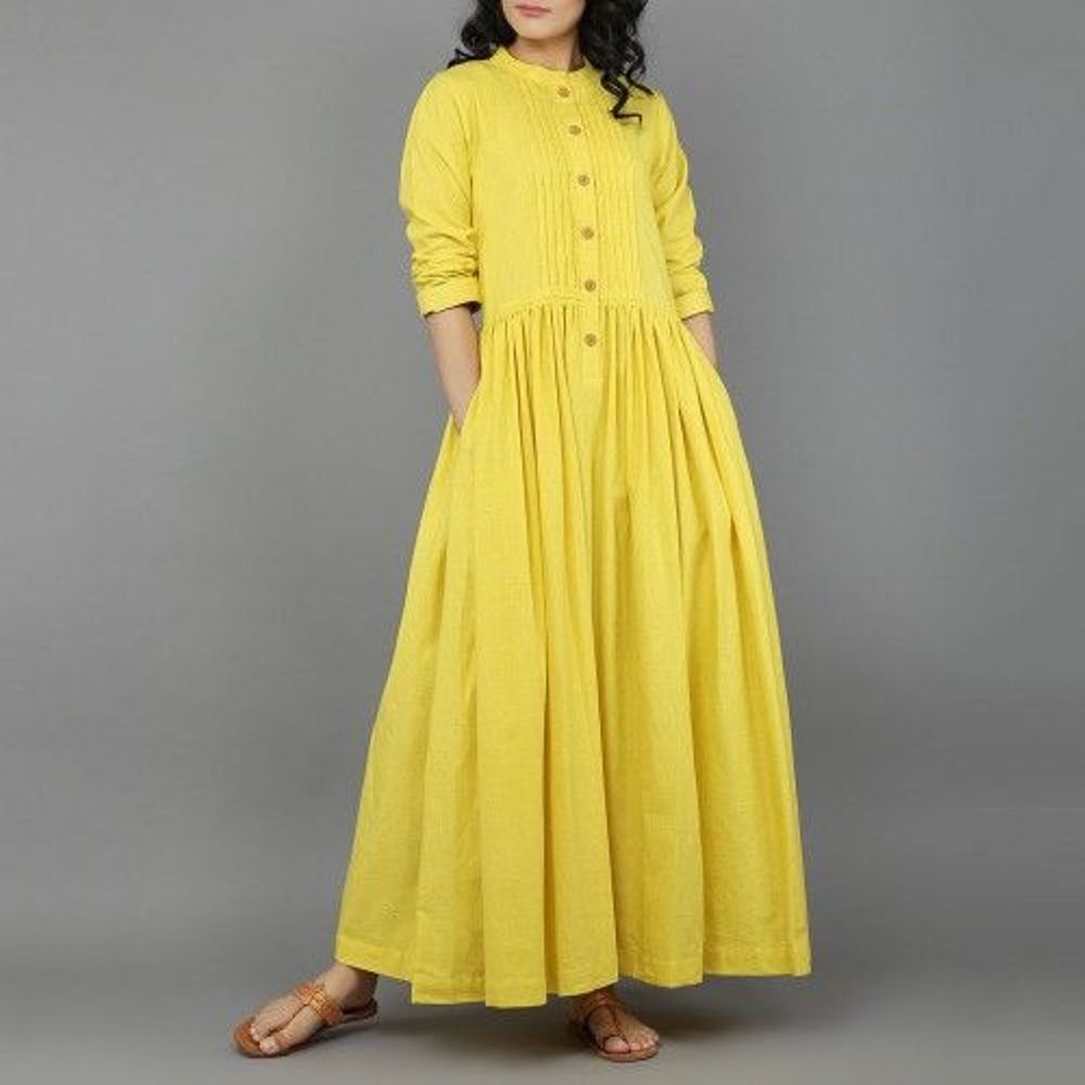 Yellow Cotton Flared Kurta Siyani Clothing India