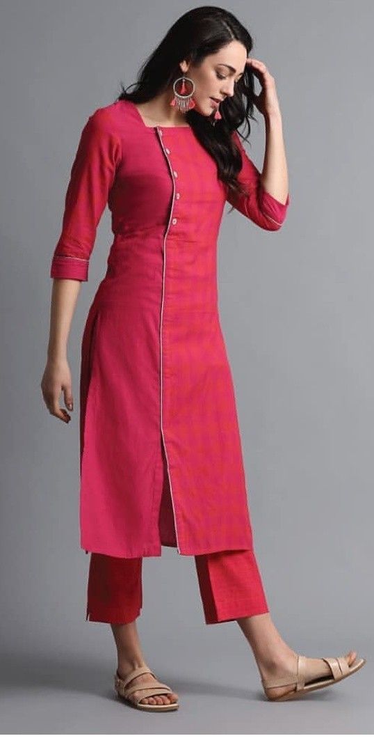 Pink Cotton Kurta With Pants Siyani Clothing India