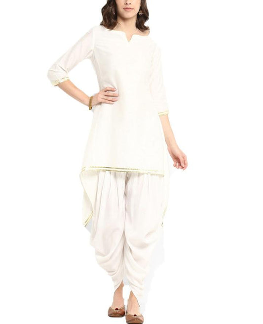 White Silk Kurta With Dhoti Pants Siyani Clothing India