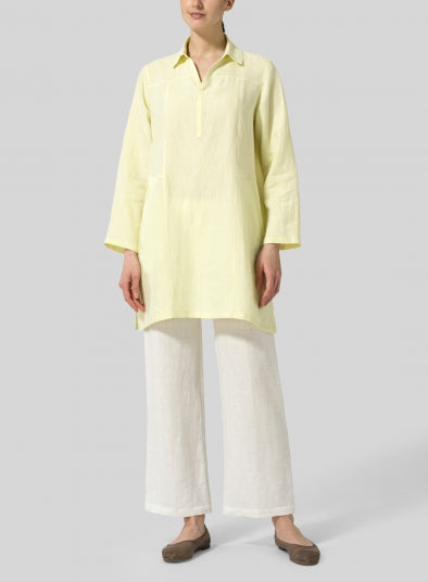 Siyani Lemon Yellow Linen Tunic With Pants