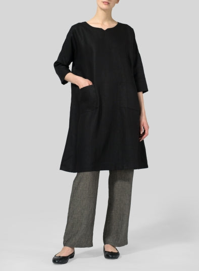 Black Linen Tunic With Pants – Siyani Clothing India