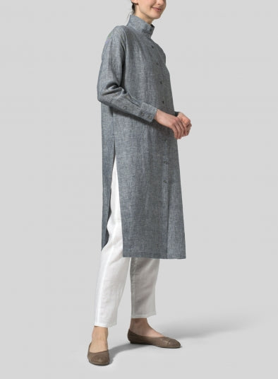 Grey Linen Kurta With Pants - Siyani Clothing India