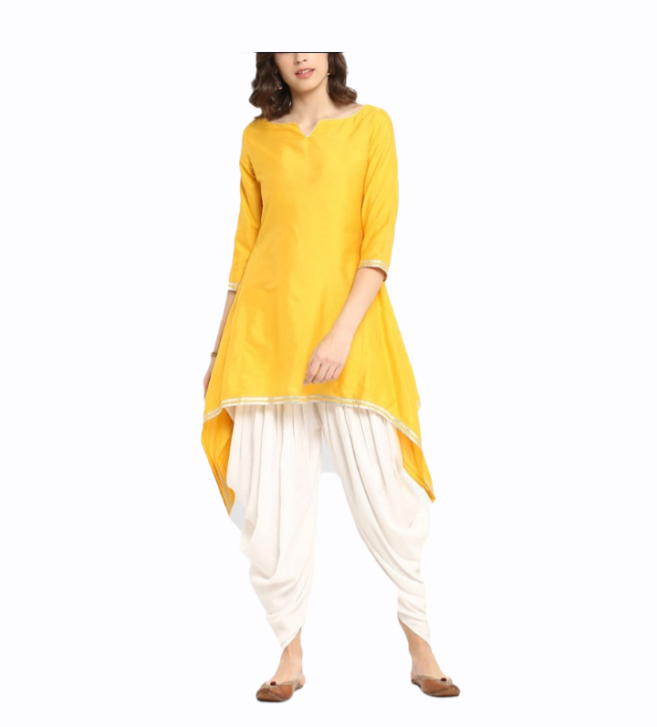 Yellow Chanderi Kurta With Dhoti Pants Siyani Clothing India