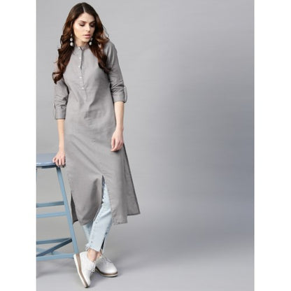 Siyani Silver Cotton A-Line Kurta