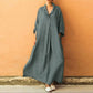 Dark Grey Linen Long Dress - Siyani Clothing India