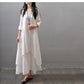 White Loose Casual Linen Long Dress - Siyani Clothing India