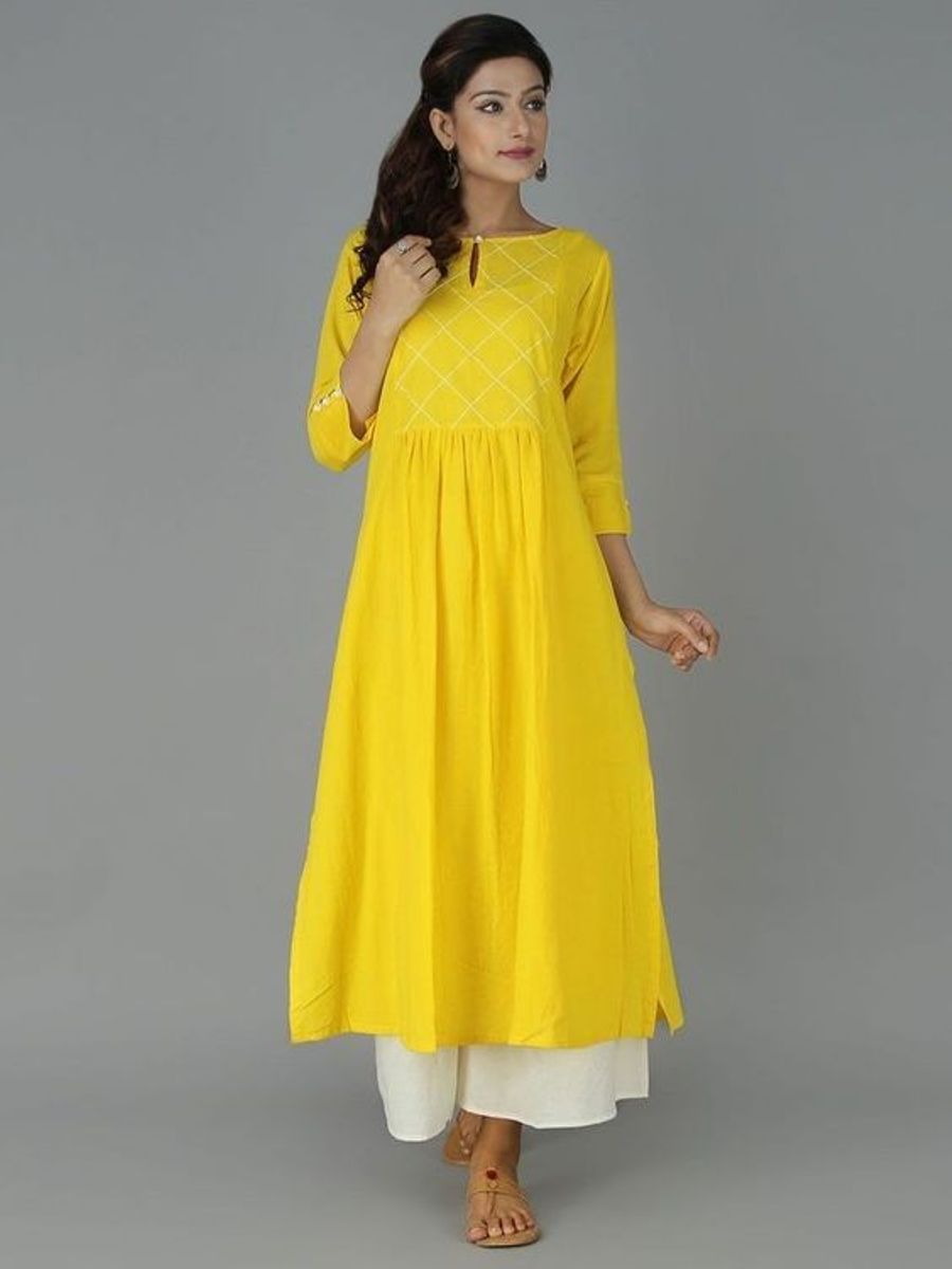 Yellow Cotton Kurta With Palazzo Siyani Clothing India