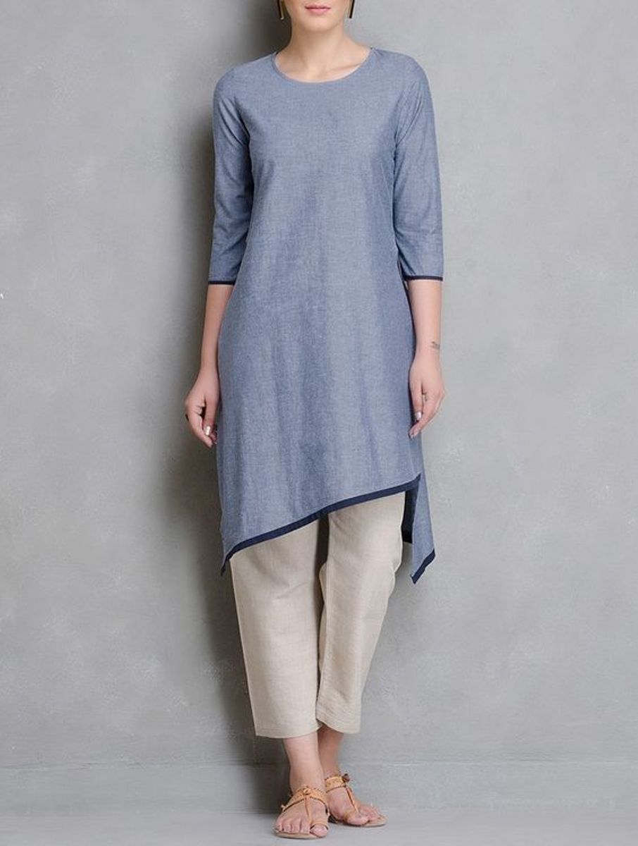 Blue Cotton Kurta With Pants Siyani Clothing India