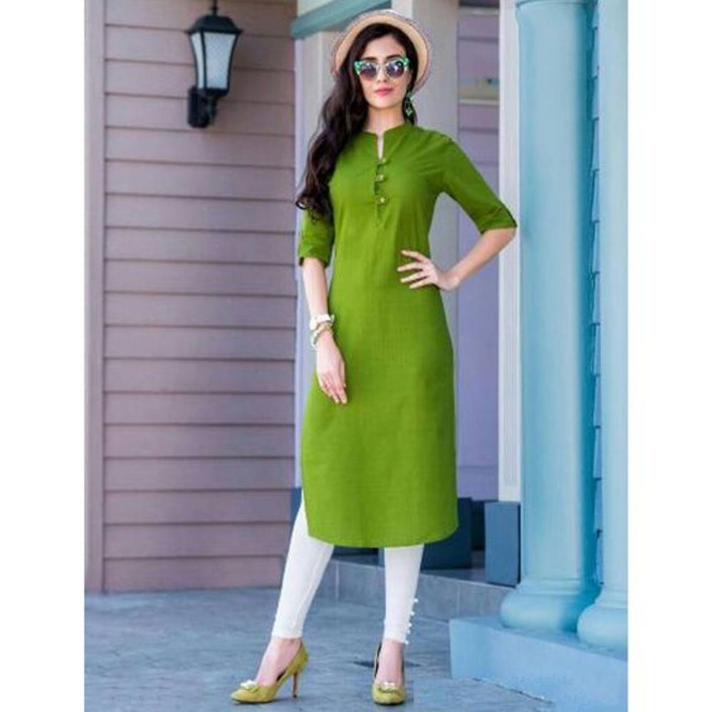 Green Cotton A line Kurti Siyani Clothing India