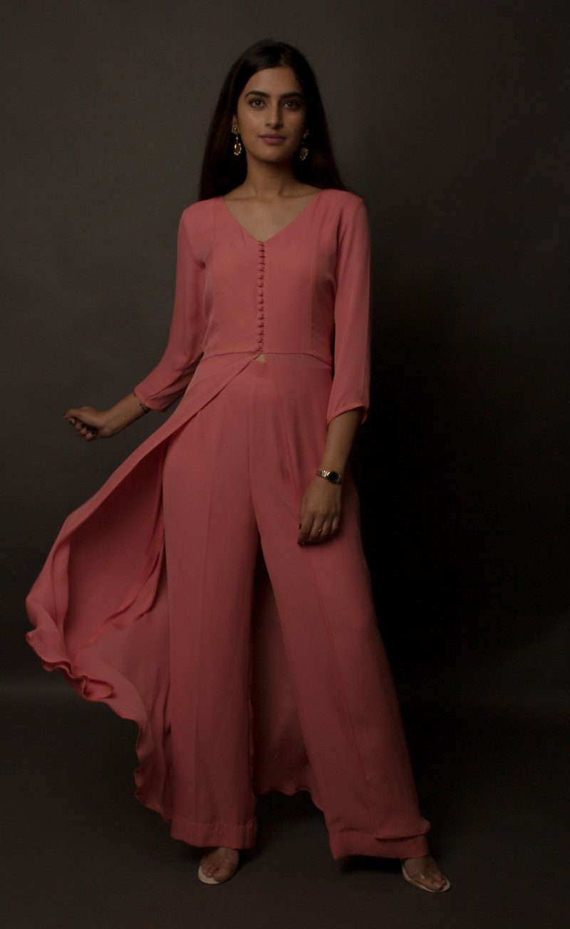 Pink Georgette Kurta With Pants Siyani Clothing India