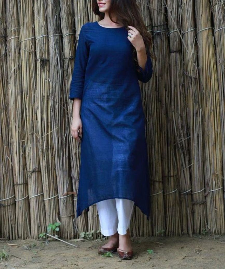 Blue Cotton Kurta With Palazzo Siyani Clothing India