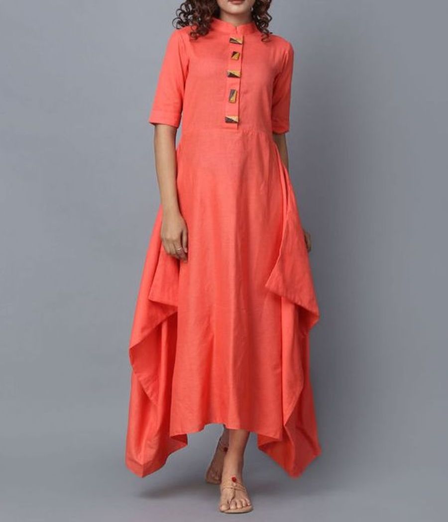Orange Cotton Flared Kurta Siyani Clothing India