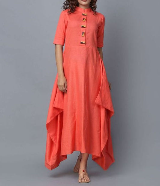 Orange Cotton Flared Kurta Siyani Clothing India