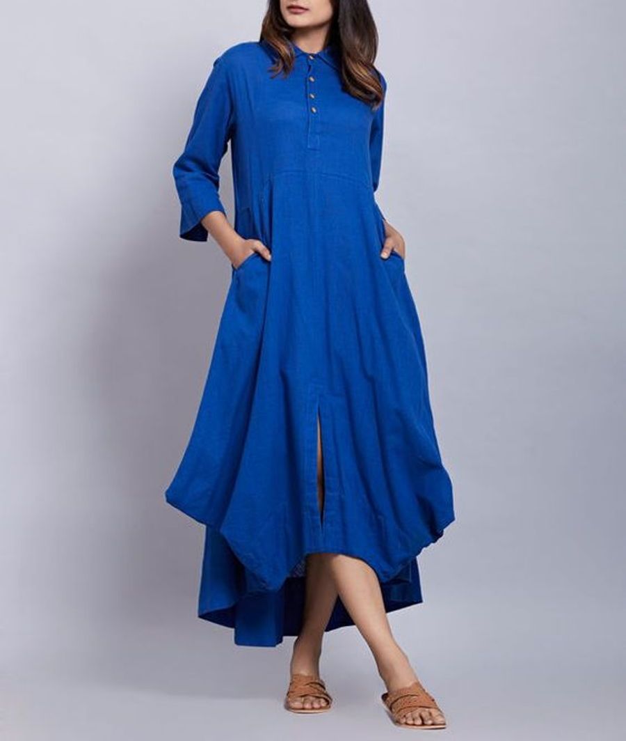 Blue Flared Cotton Kurta Siyani Clothing India