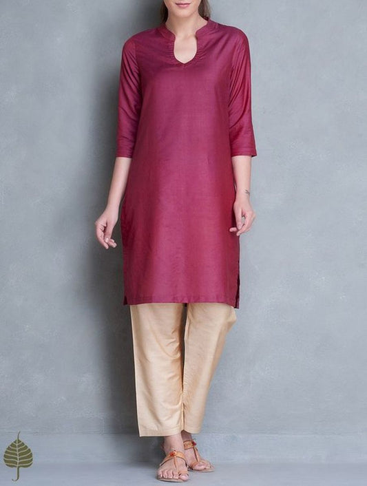 Magenta Silk Kurta With Pants Siyani Clothing India