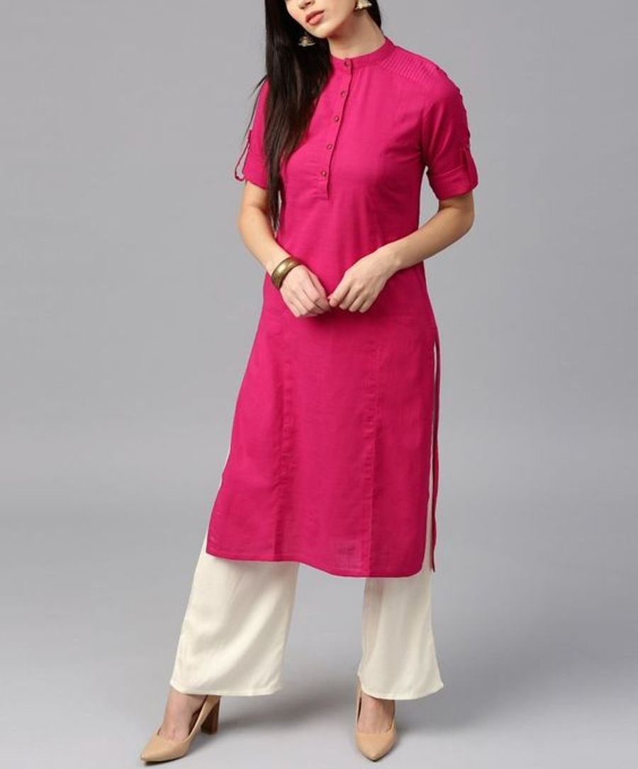 Pink Cotton Kurta With Palazzo Siyani Clothing India