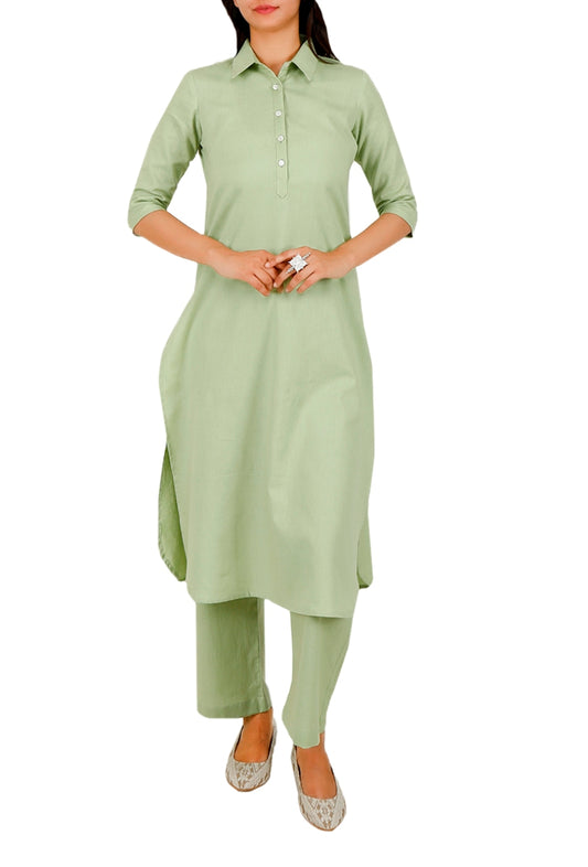 Mint Cotton Kurta With Palazzo Siyani Clothing India